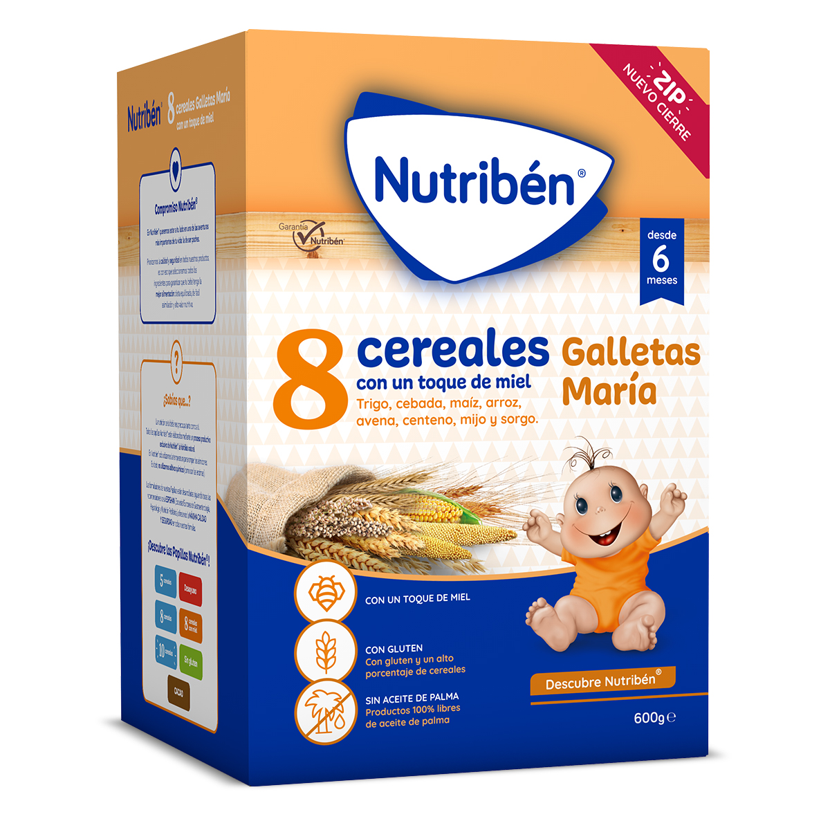 Nutribén 8 Cereales y Miel Galletas María 600 g